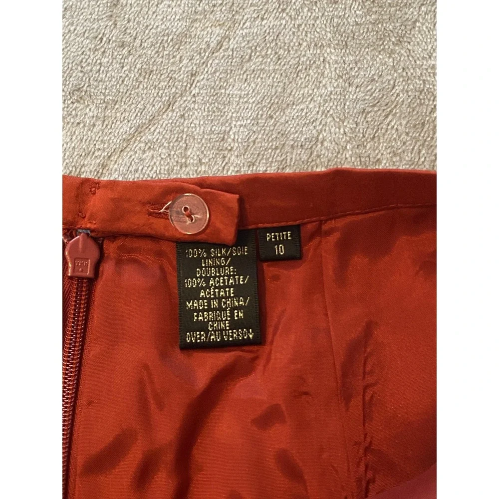 Dana Buchman Skirt Womens 10 Petite Paprika Silk Pencil Vent Lined Career‎ NWT